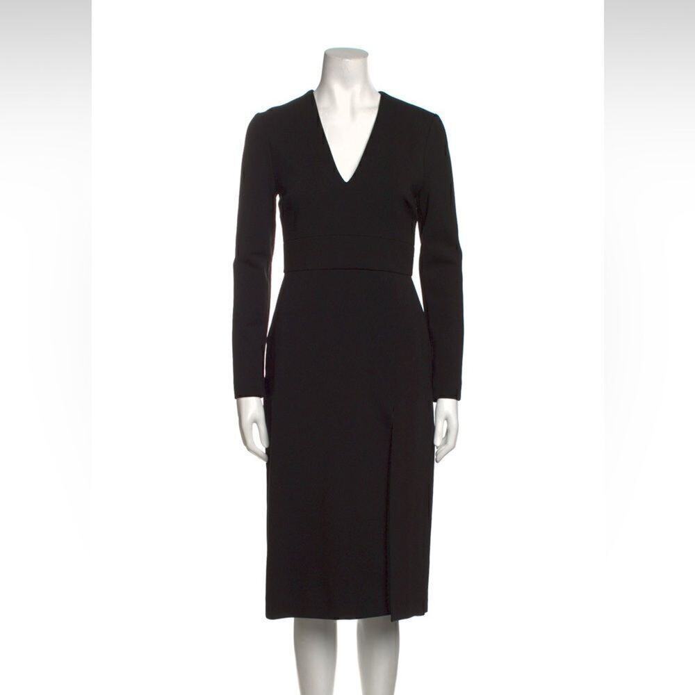 Gucci Compact Jersey Deep-V High Slit Long Sleeve Dress